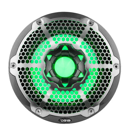 DS18 CF-10SUB HYDRO 10" Marine Subwoofer with Integrated RGB Lights 600 Watts SVC 4-Ohm Carbon Fiber