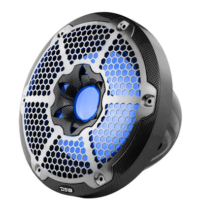 DS18 CF-10SUB HYDRO 10" Marine Subwoofer with Integrated RGB Lights 600 Watts SVC 4-Ohm Carbon Fiber