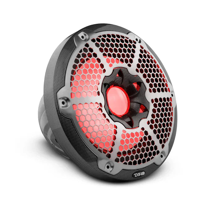 DS18 CF-10SUB HYDRO 10" Marine Subwoofer with Integrated RGB Lights 600 Watts SVC 4-Ohm Carbon Fiber