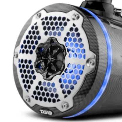 DS18 CF-X6TP HYDRO 6.5" Marine Towers with Integrated RGB LED Lights, 350 Watts, Black Carbon Fiber