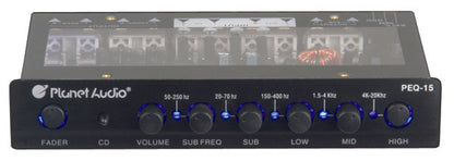 Planet Audio PEQ15 5 Band Pre-Amp Equalizer w/ Remote Subwoofer Level Control