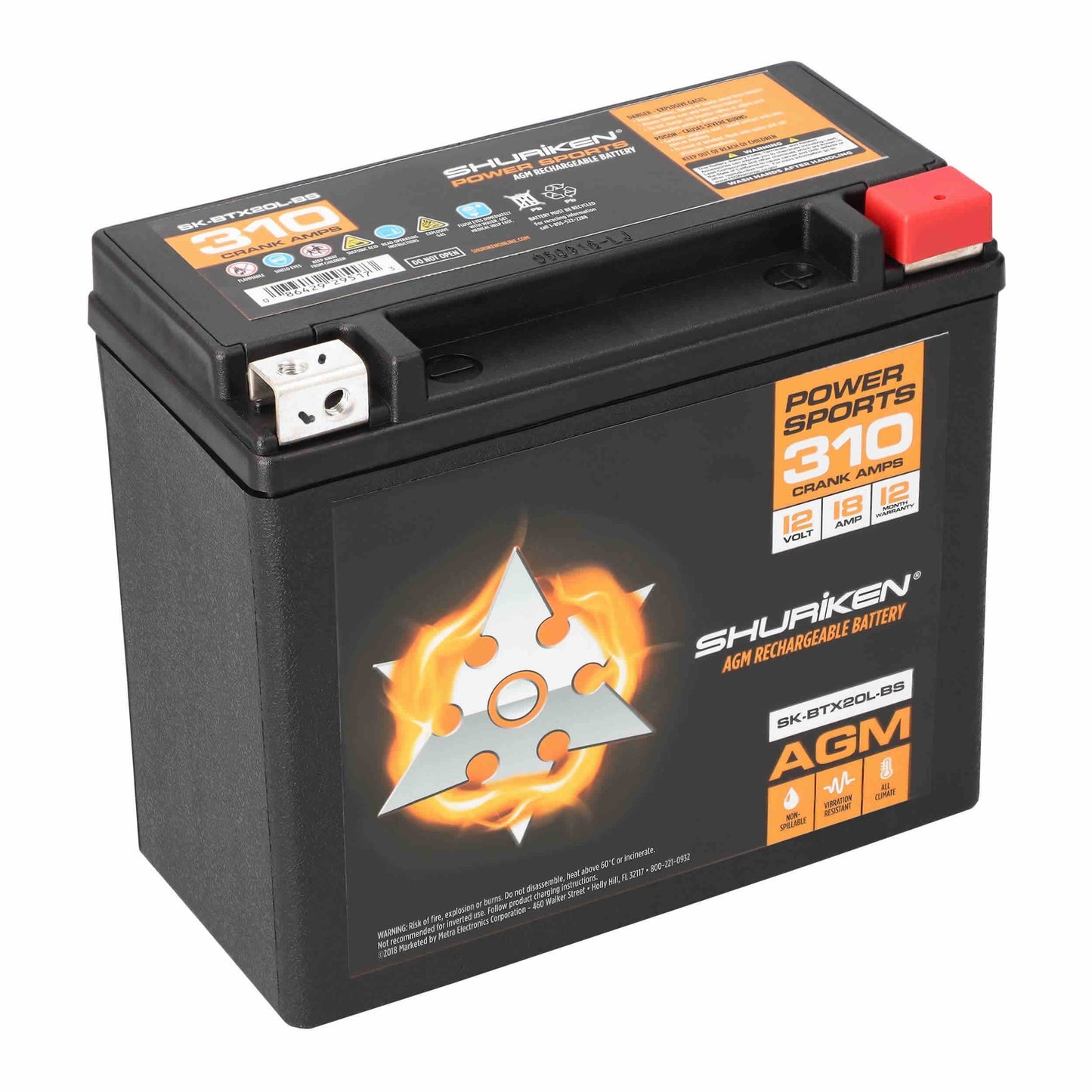 Shuriken SK-BTX20L-BS 310 Crank AMPS 18AMP Hours AGM Battery