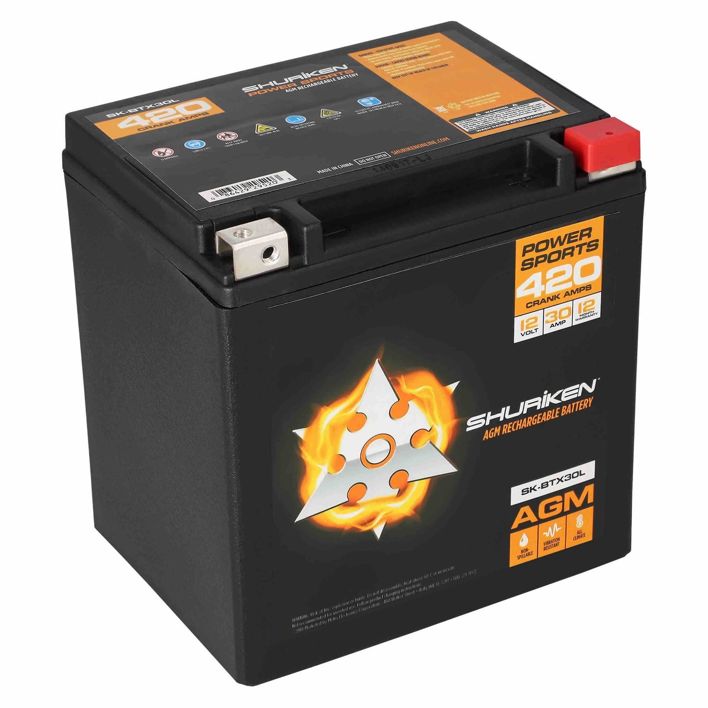 Shuriken SK-BTX30L 420 Crank AMPS 30AMP Hours AGM Battery