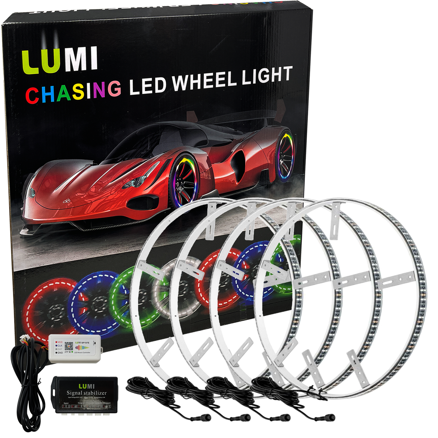 LUMI 15" Chasing RGB Wheel Ring Lights