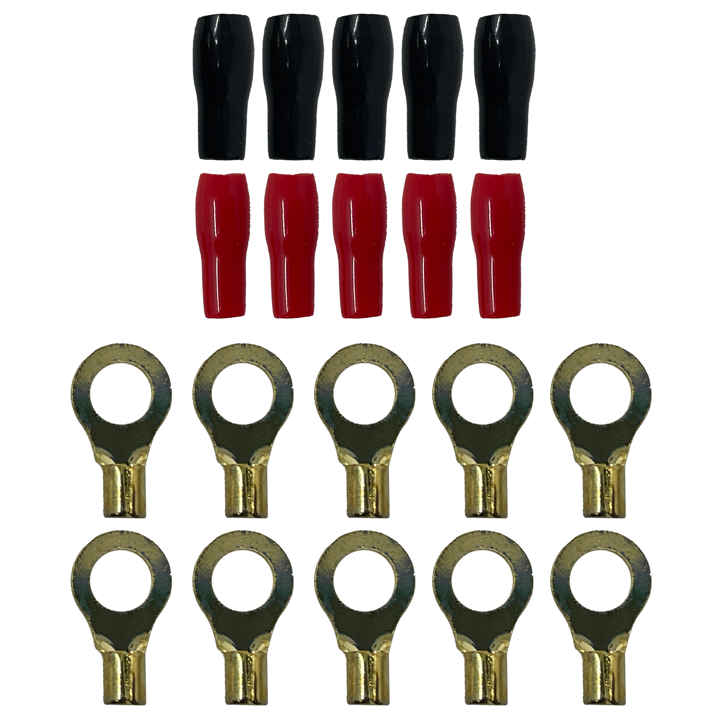 Elite Audio EA-RT14GA 10-Pack 14 Gauge Gold Plated Ring Terminals with Sleeves