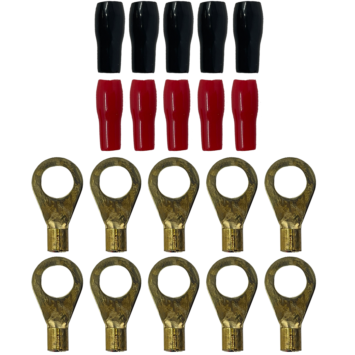 Elite Audio EA-RT10GA 10-Pack 10 Gauge Gold Plated Ring Terminals with Sleeves